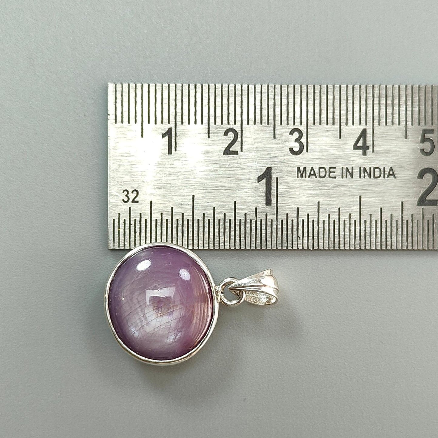 Star Ruby Silver Pendant: 5.24gms Natural Untreated Both Side Star Ruby Oval Plain Briolette 925 Sterling Silver Bezel Set Pendant 1"