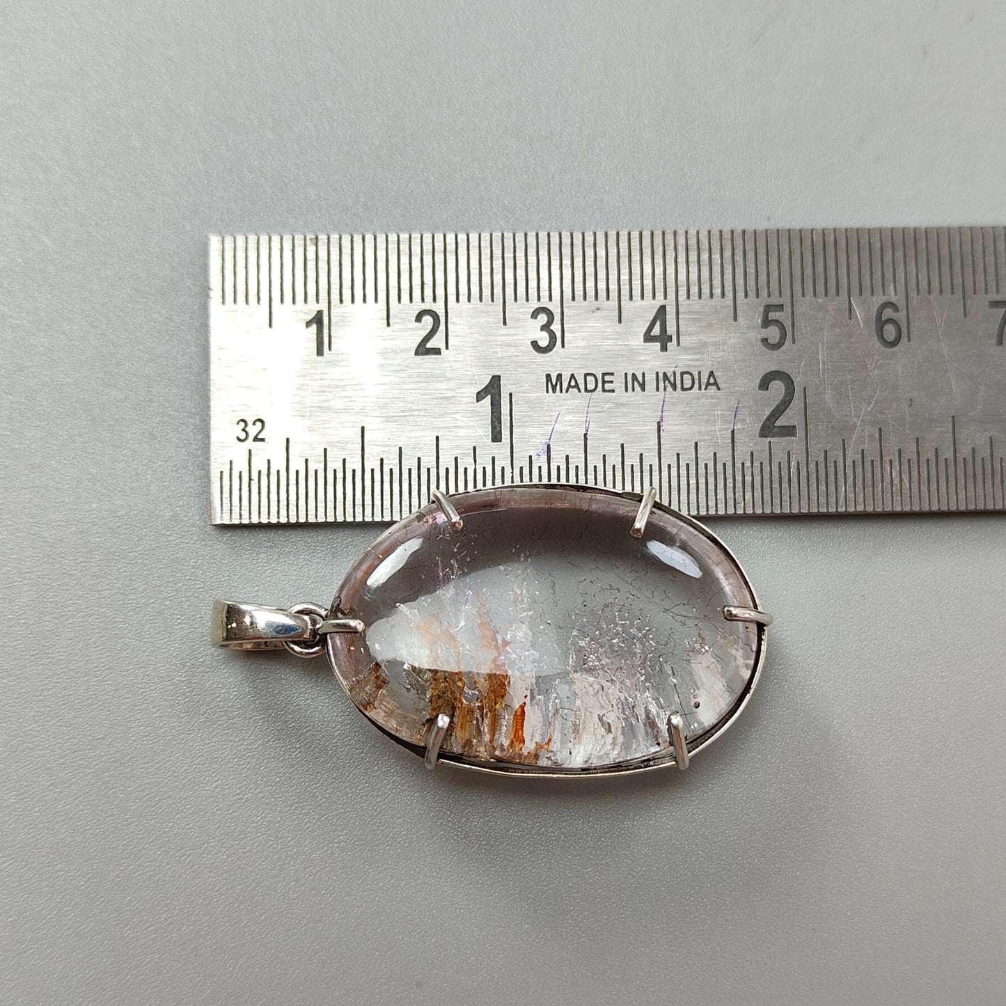 18.48gms Natural Amethyst Oval Shape Plain 925 Sterling Silver Prong Set 1.75" Pendant