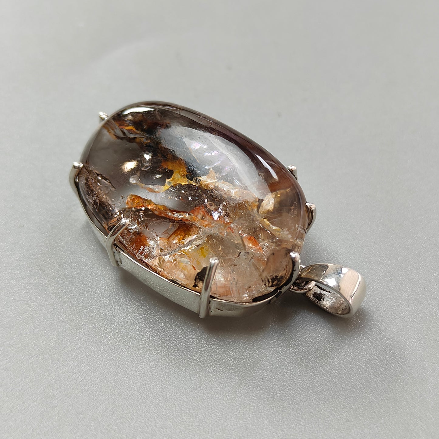 22.12gms Natural Amethyst Oval Shape Plain 925 Sterling Silver Prong Set 1.60" Pendant