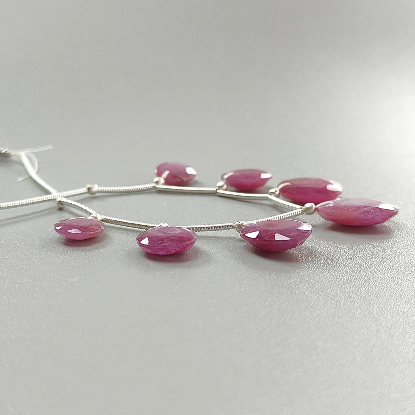 Raspberry Pink Sapphire Faceted Cut Loose Beads: 36.30cts Natural Untreated Sapphire Faceted Egg Shape 925 Silver Beads 10*8mm - 15*12mm