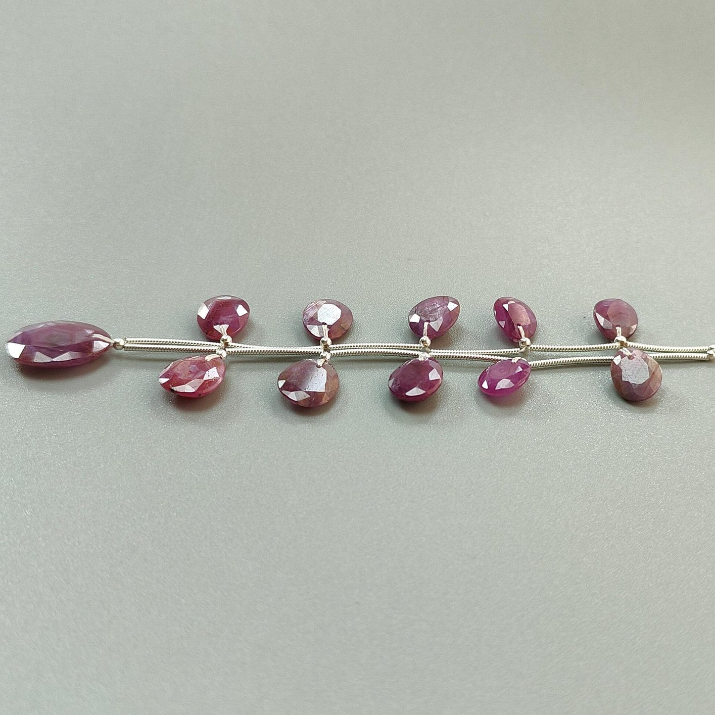 Raspberry Pink Sapphire Faceted Cut Loose Beads: 44.00cts Natural Untreated Sapphire Faceted Egg Shape 925 Silver 9.5*8mm - 15.5*12mm Beads