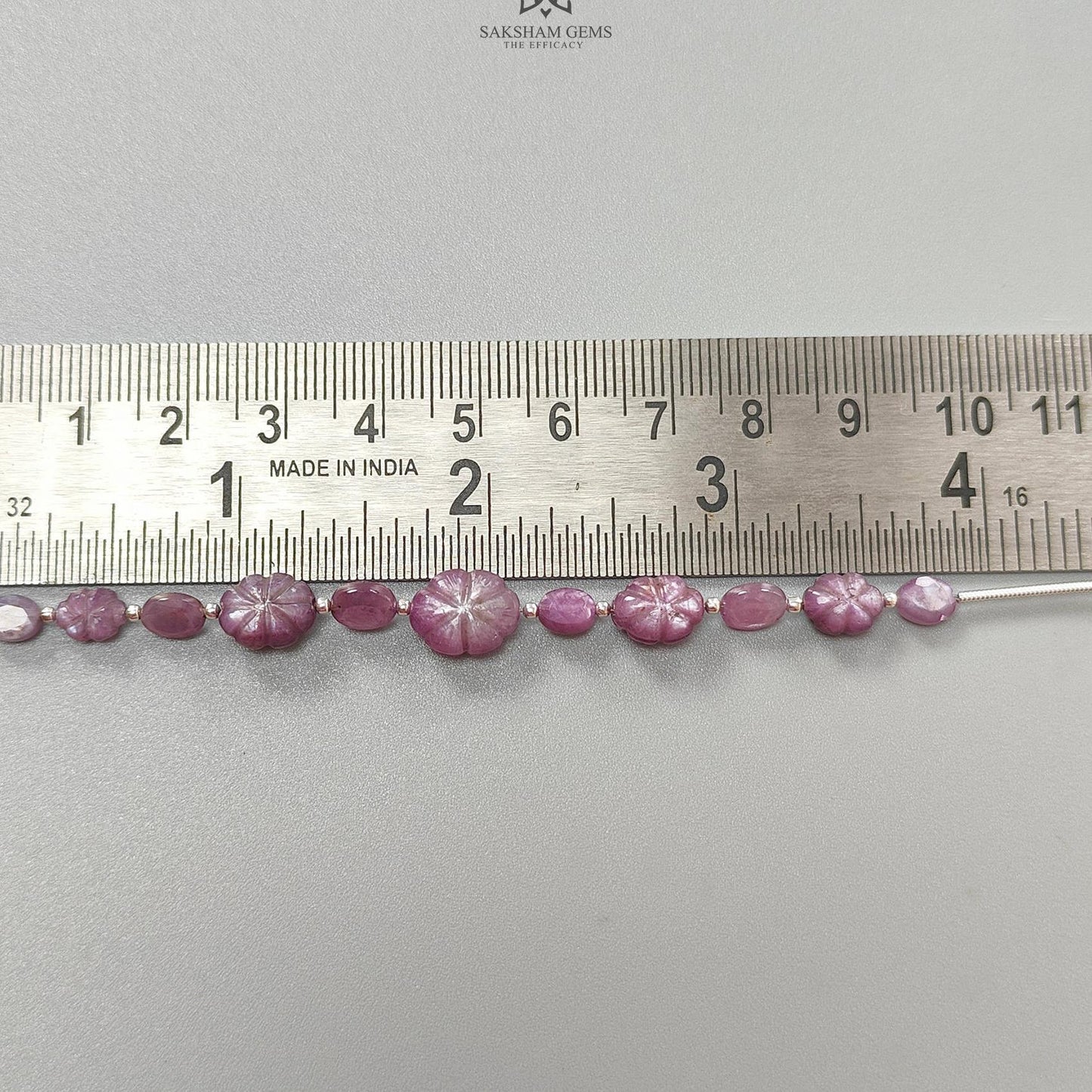 Raspberry Pink Sapphire Carved Loose Beads: 24.10cts Natural Sapphire Carving 925 Sterling Silver Oval 7*5mm - 11*8.5mm 3.75" Faceted Beads