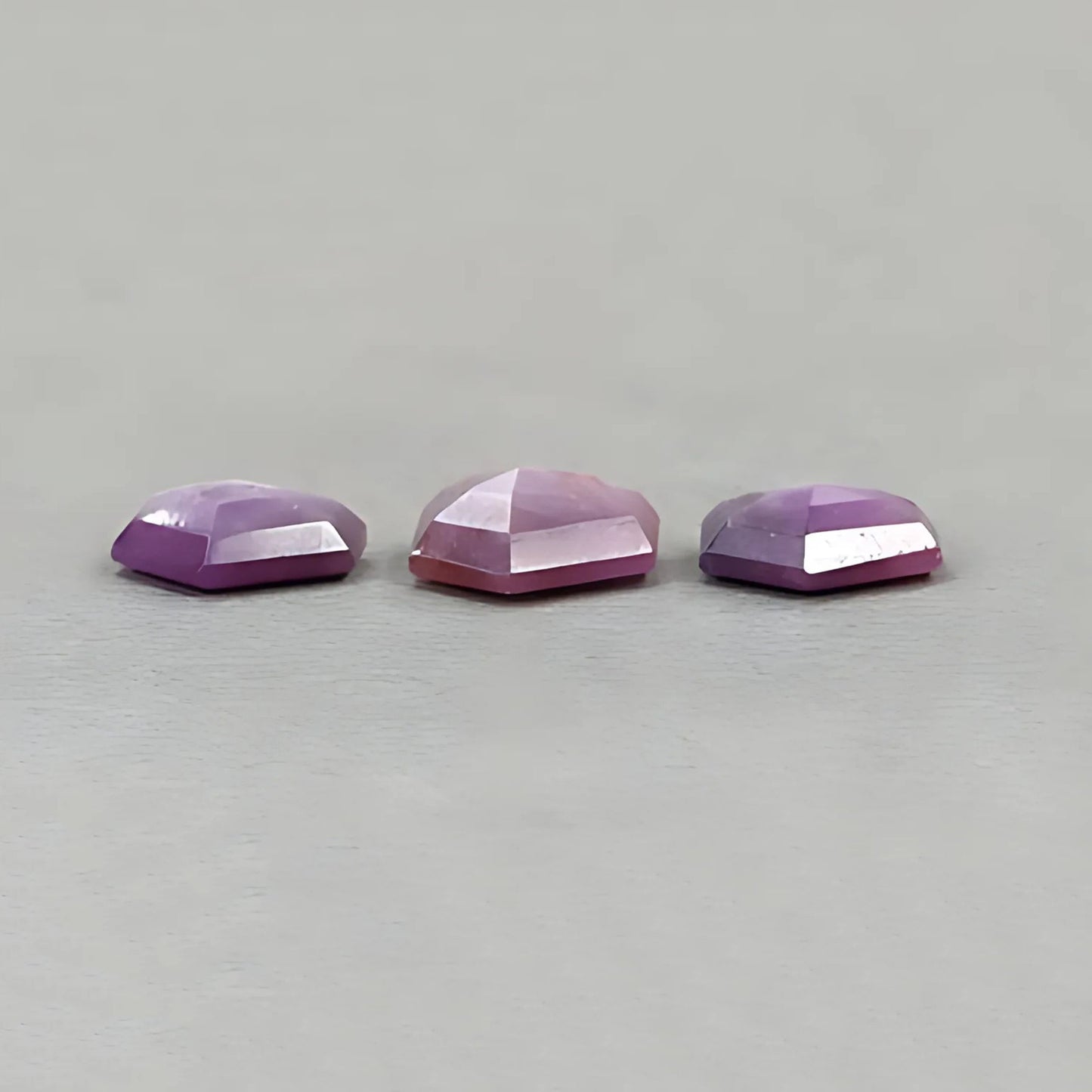 19.25cts Natural Untreated Raspberry Sapphire Gemstone Faceted Cut Hexagon Shape 3pcs