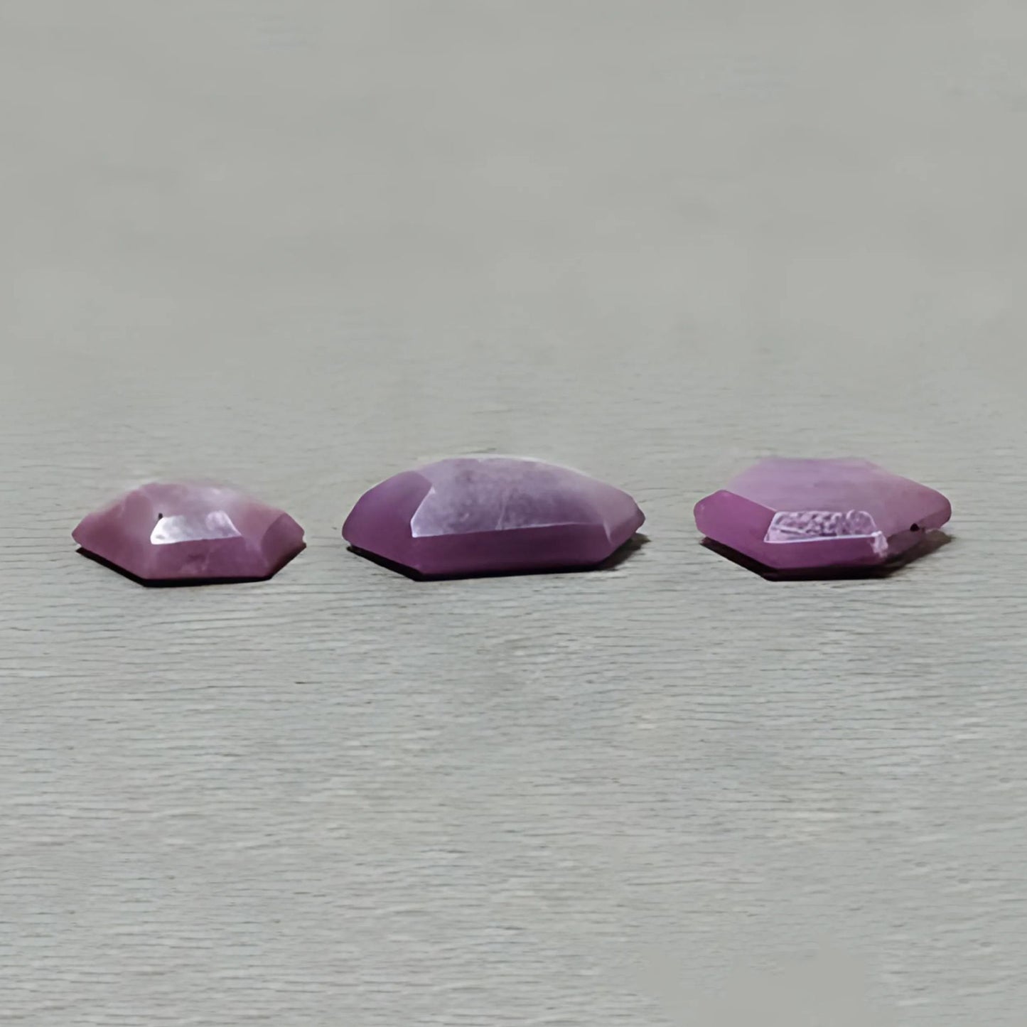 5.70cts Raspberry Sapphire Trapiche Gemstone Natural Untreated Faceted Cut Hexagon Shape 3pcs