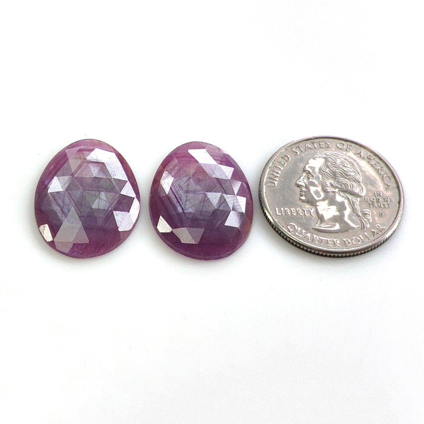 31.75cts Natural Untreated Pink Sapphire Gemstone Rose Cut Egg Shape Pair