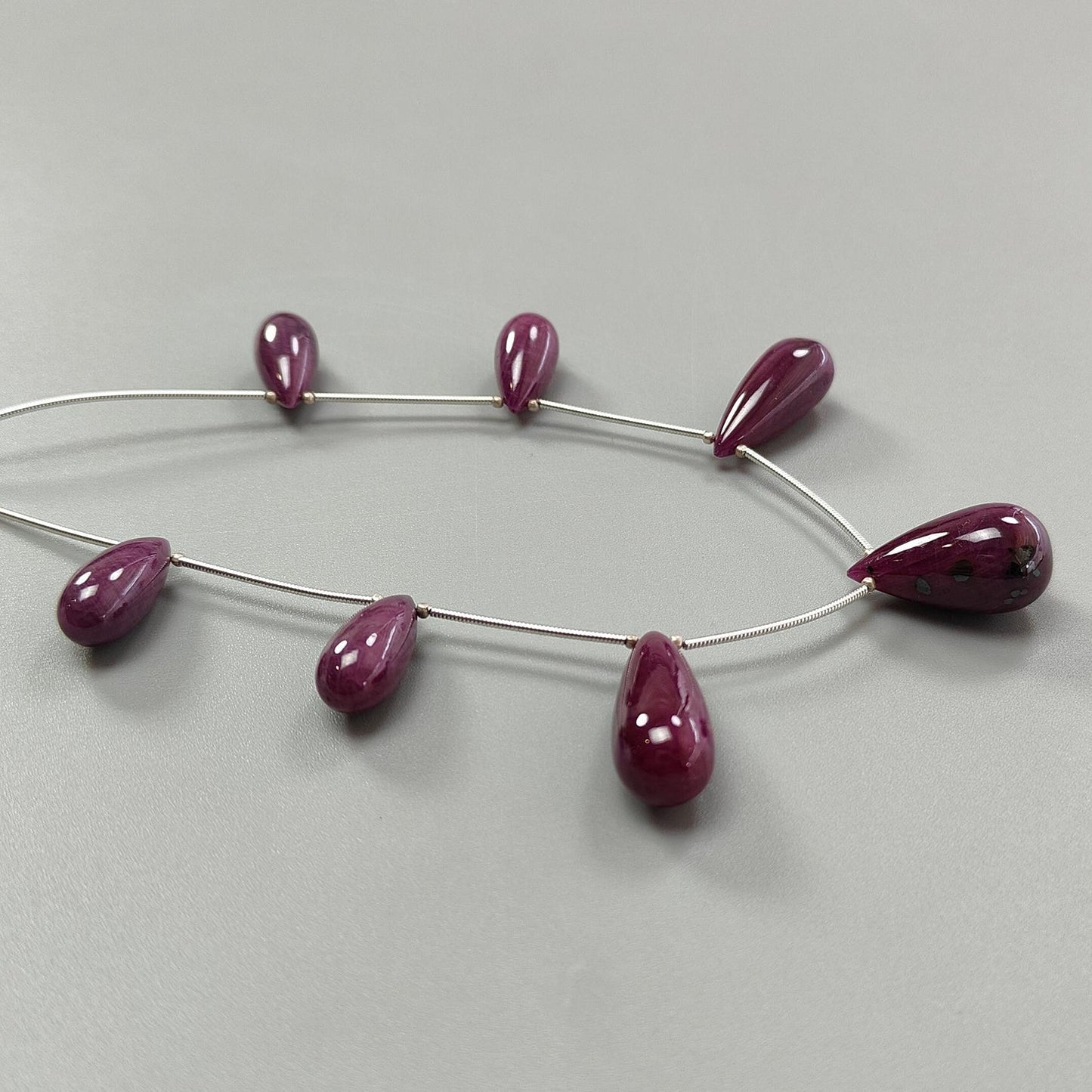 Ruby Teardrops Smooth Loose Beads: 152.80cts Natural Untreated Red Ruby Gemstone 925 Silver 20mm - 25mm Plain Beads for Jewelry