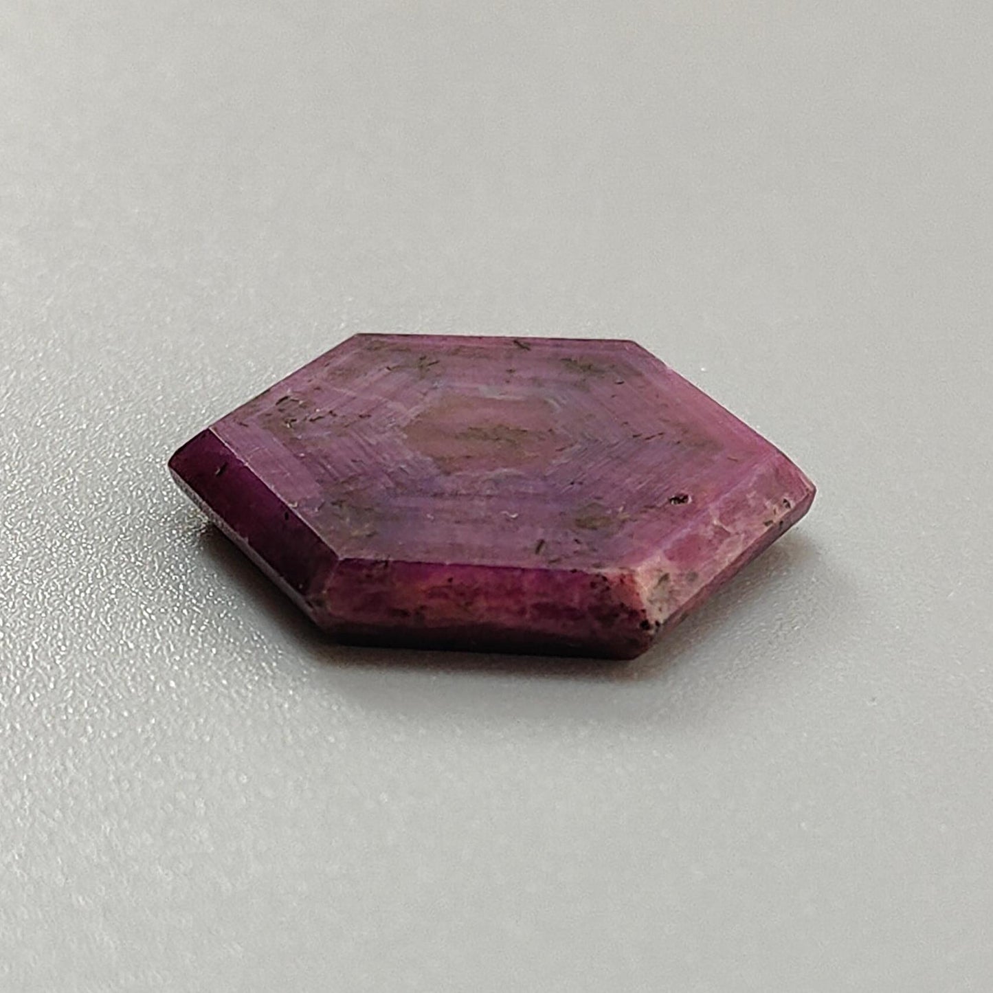 Ruby Trapiche Gemstone Flat Slice: 28.80cts Natural Untreated Unheated Purple Ruby Hexagon Shape 25*22mm 1pc for Jewelry July Birthstone