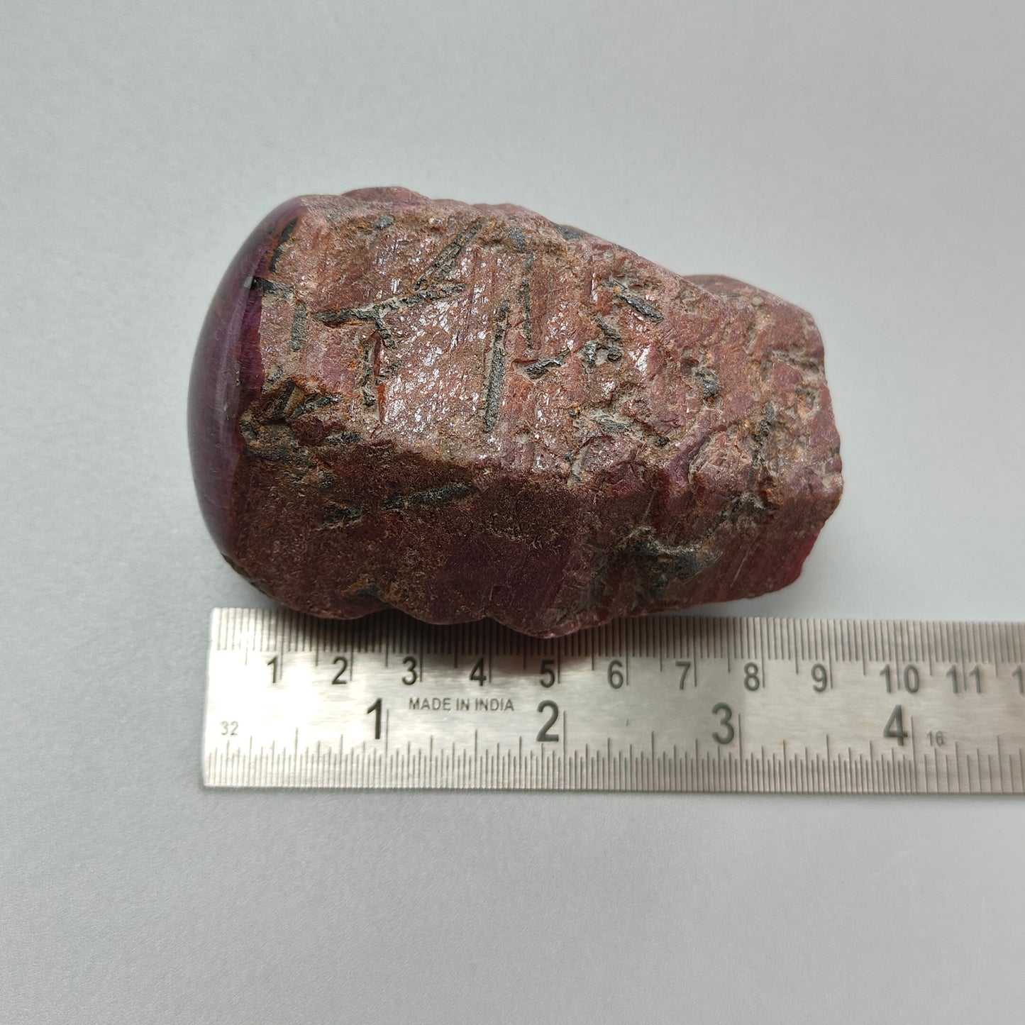 Star Ruby With Black Rutile Gemstone Wand : 2596.30cts Natural Untreated Unheated Star Ruby Uneven Shape Specimen 3"*1.5"