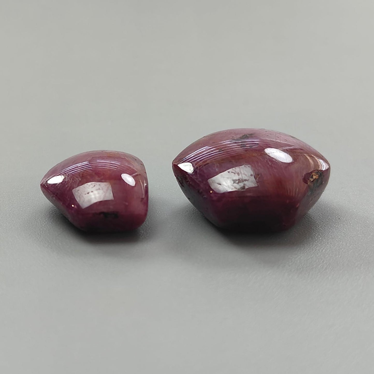 Star Ruby Gemstone Cabochon: 54.10cts Natural Untreated Unheated 6Ray Star Ruby Hexagon Shape 13.5*17mm - 20*18mm 2pcs Set July Birthstone