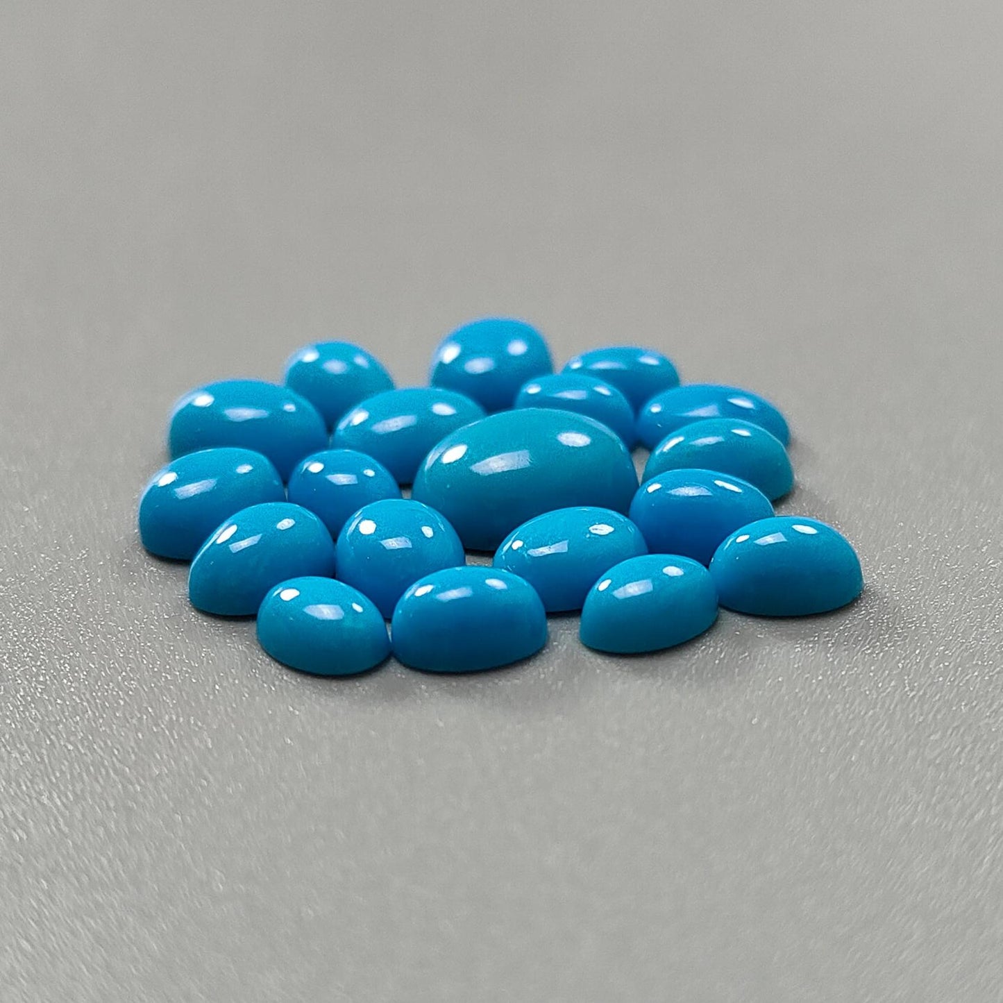 Blue Turquoise Gemstone Cabochon: 26.30cts Natural Sleeping Beauty Arizona Turquoise Oval Shape 7*5mm - 12*10mm 19pc Lot December Birthstone