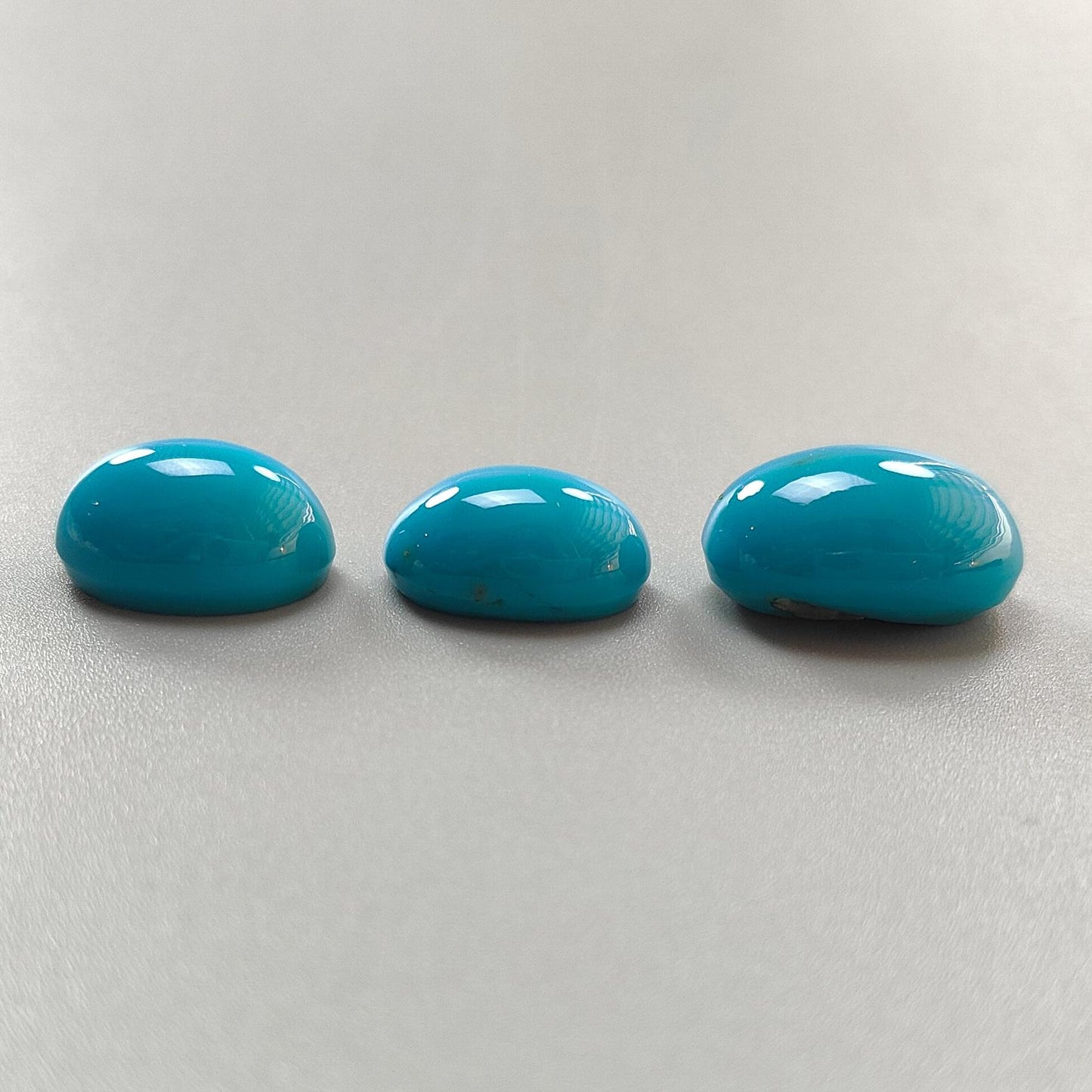 Blue Turquoise Gemstone Cabochon: Natural Untreated Sleeping Beauty Turquoise Oval Shape 3pcs Set December Birthstone