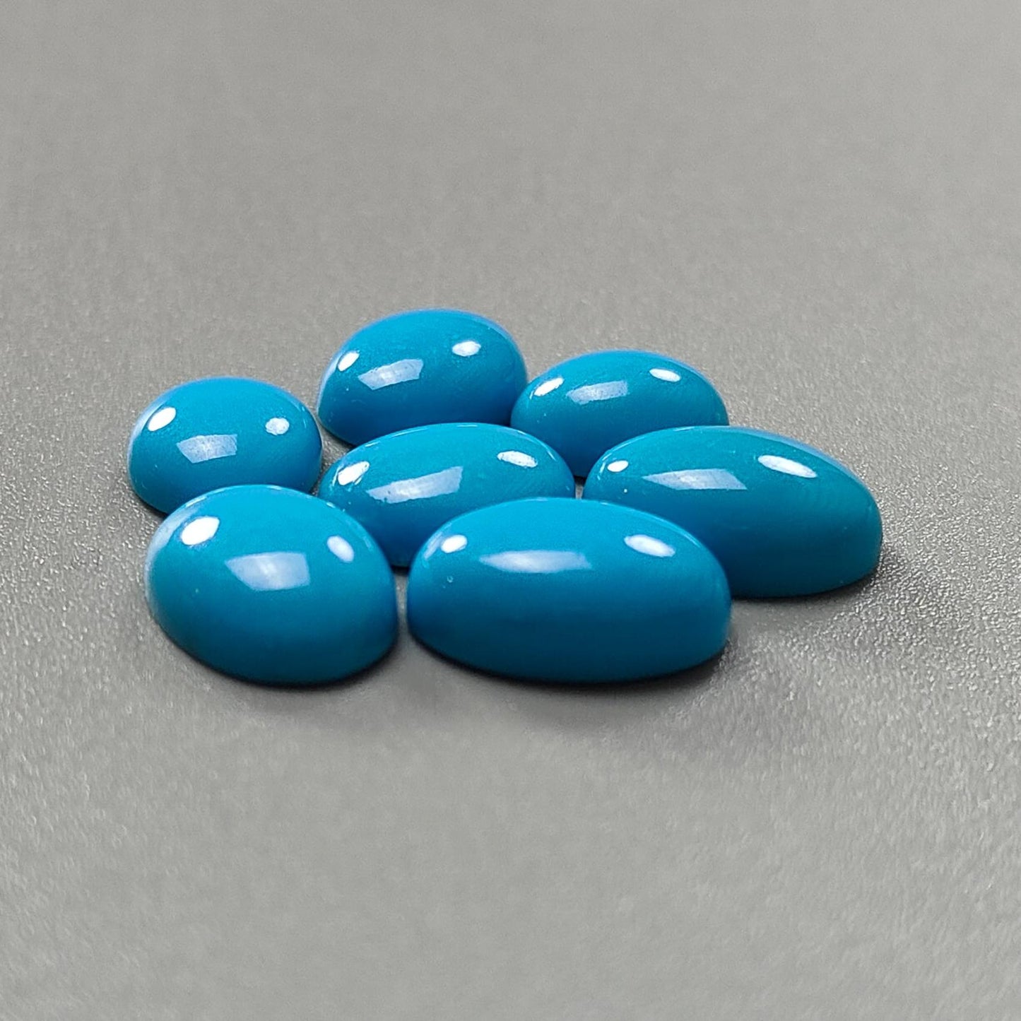 Blue Turquoise Gemstone Cabochon: 30.00cts Natural Sleeping Beauty Arizona Turquoise Oval Shape 11*9mm - 14*10mm 7pc Lot December Birthstone