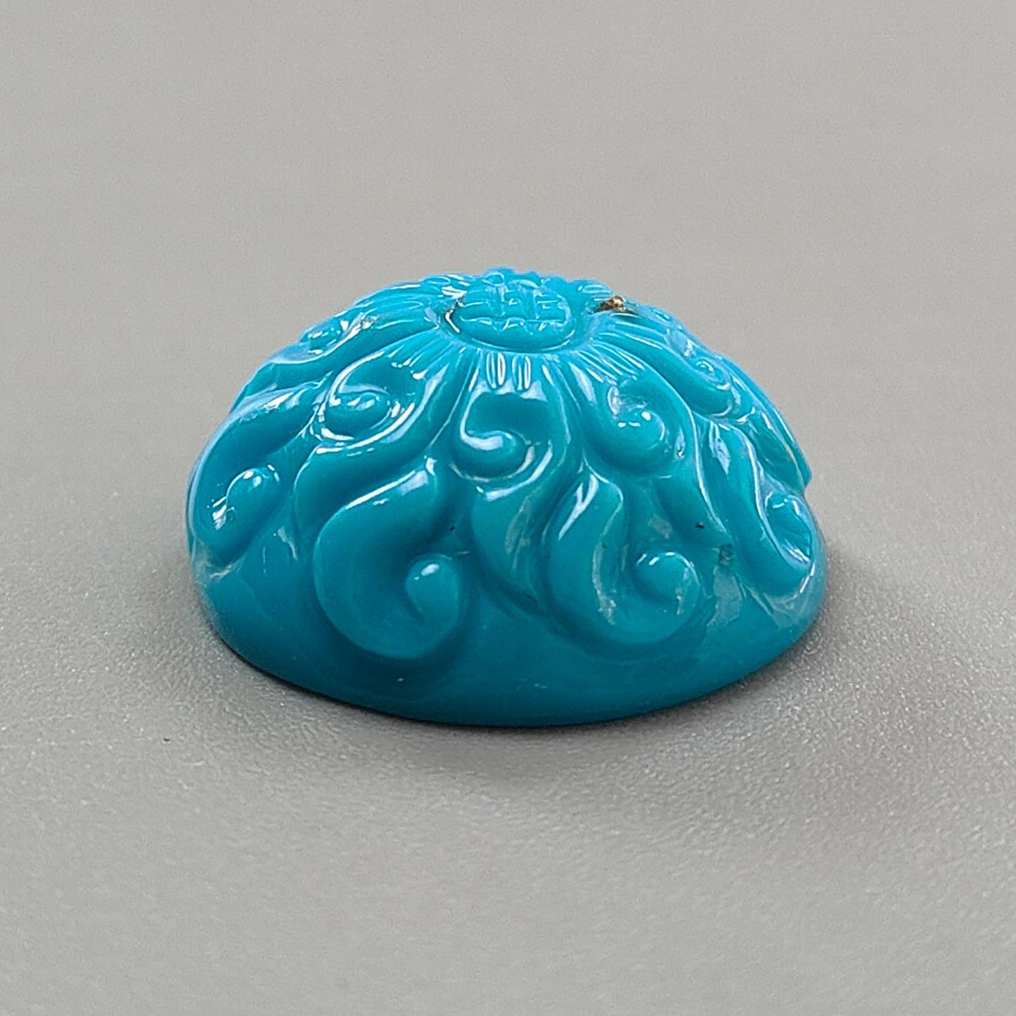 Blue Turquoise Gemstone Carving: 25.70cts Natural Turquoise Hand Carved Round Shape Cabochon 22mm 1pc for Jewelry December Birthstone