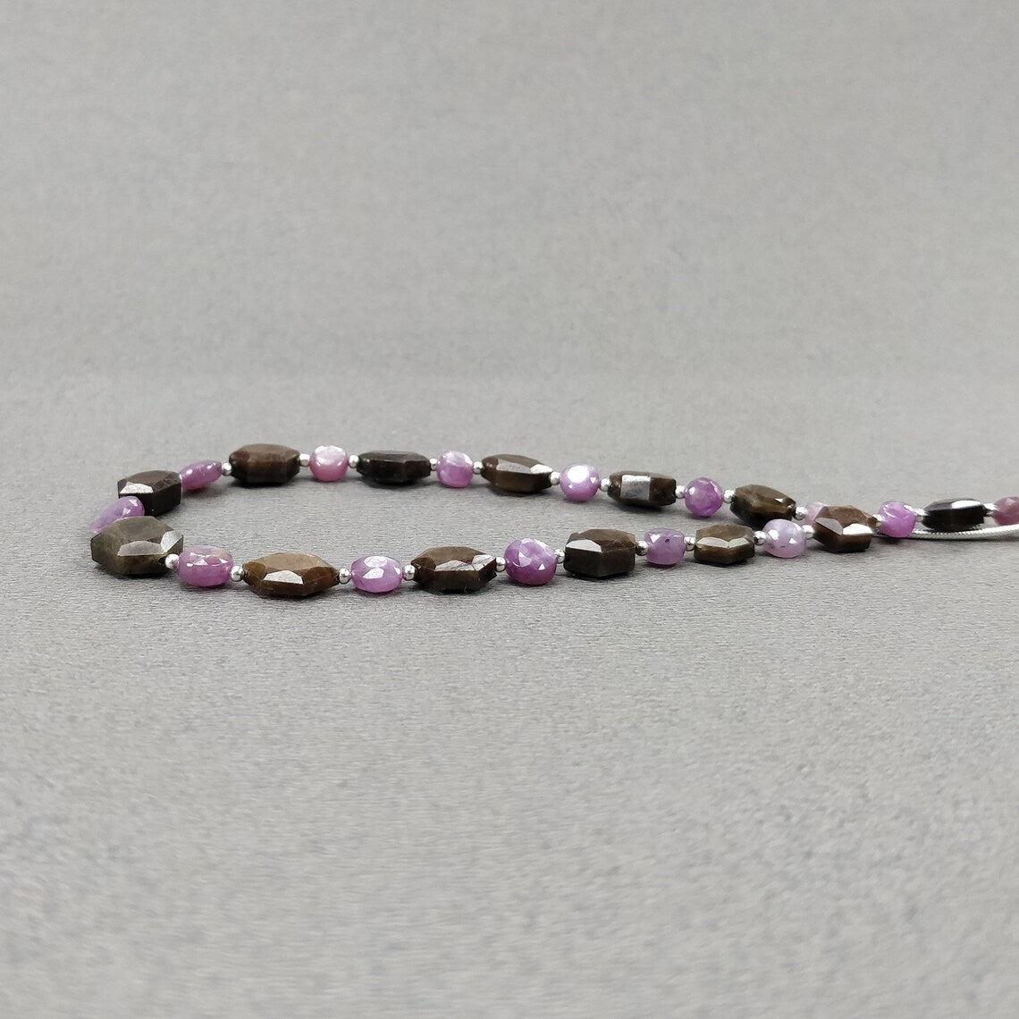 RASPBERRY & CHOCOLATE Sapphire Gemstone Normal Cut Loose Beads : 47.00cts Natural Unheated Hexagon Round Faceted Nuggets 6mm - 10.5*8mm 8.5"