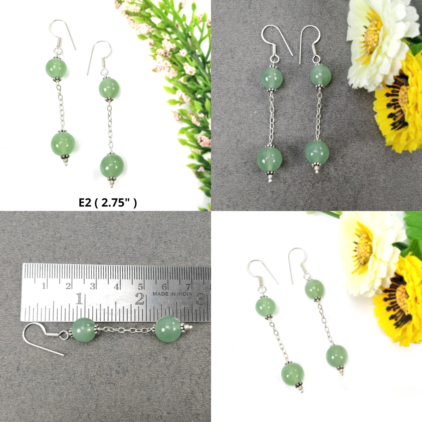 Serpentine Blue SAPPHIRE Gemstone With 925 Sterling Silver Beaded Earrings : Natural Untreated Drop Dangle Hook Earrings