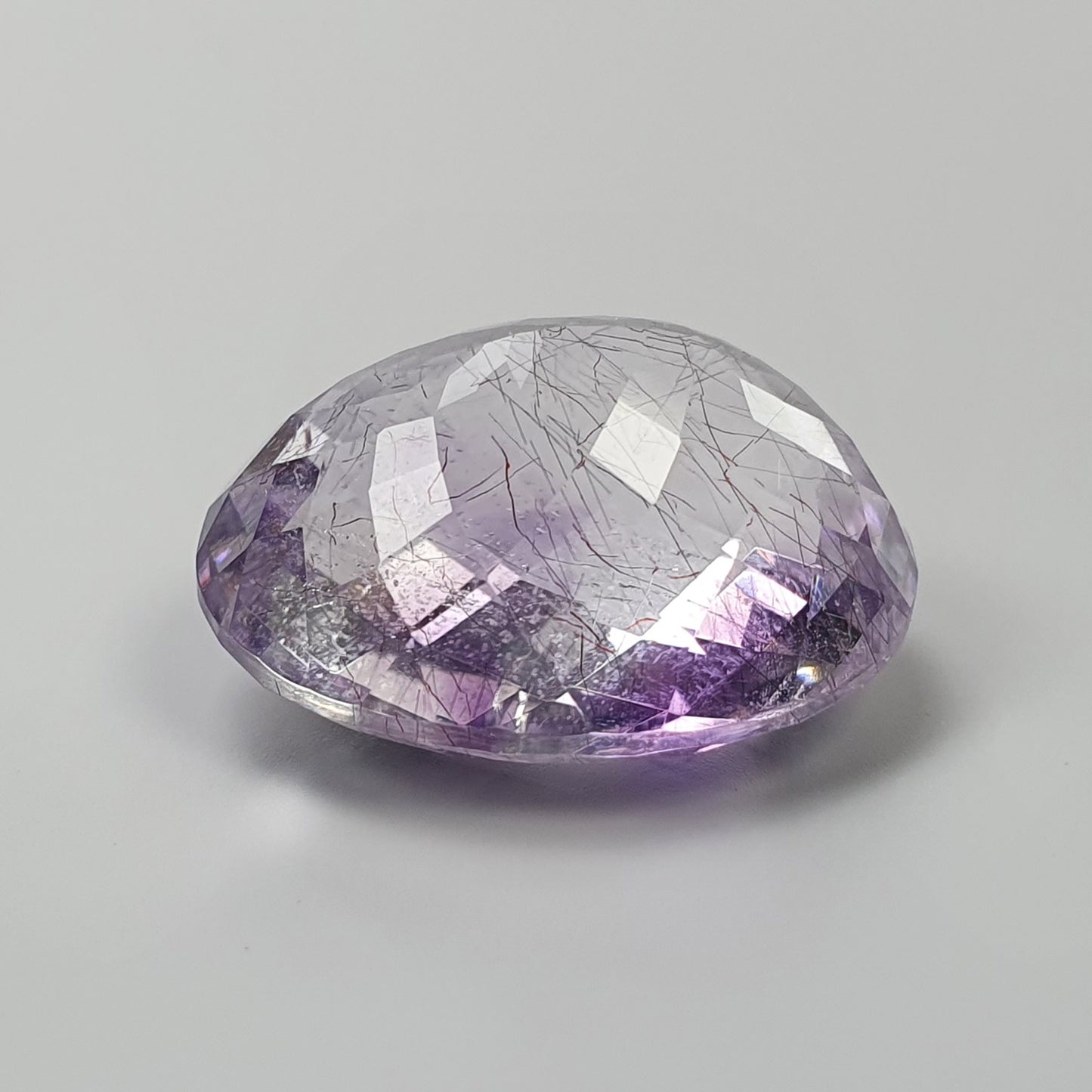 PURPLE RUTILE AMETHYST Quartz Gemstone Checker Cut : 20.34cts Natural Untreated Amethyst Oval Shape 20*16mm (With Video)