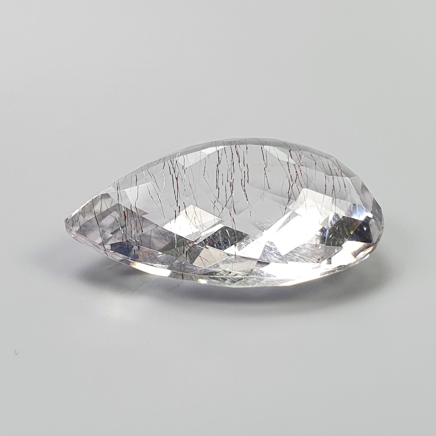 RUTILE AMETHYST Quartz Gemstone Checker Cut : 20.00cts Natural Untreated Amethyst Pear Shape 24*15mm (With Video)