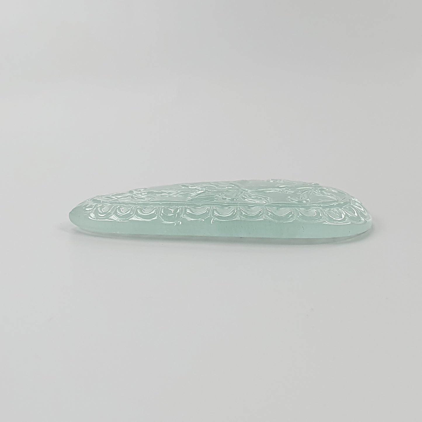AQUAMARINE Gemstone Carving : 91.90cts Natural Untreated Blue Aquamarine Hand Carved Uneven Shape 56*32.5mm