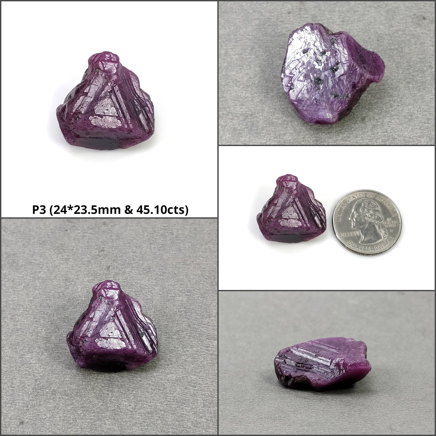 Record Keeper Ruby Gemstone Crystal : Natural Untreated Unheated Red Ruby Triangle Formative Specimen