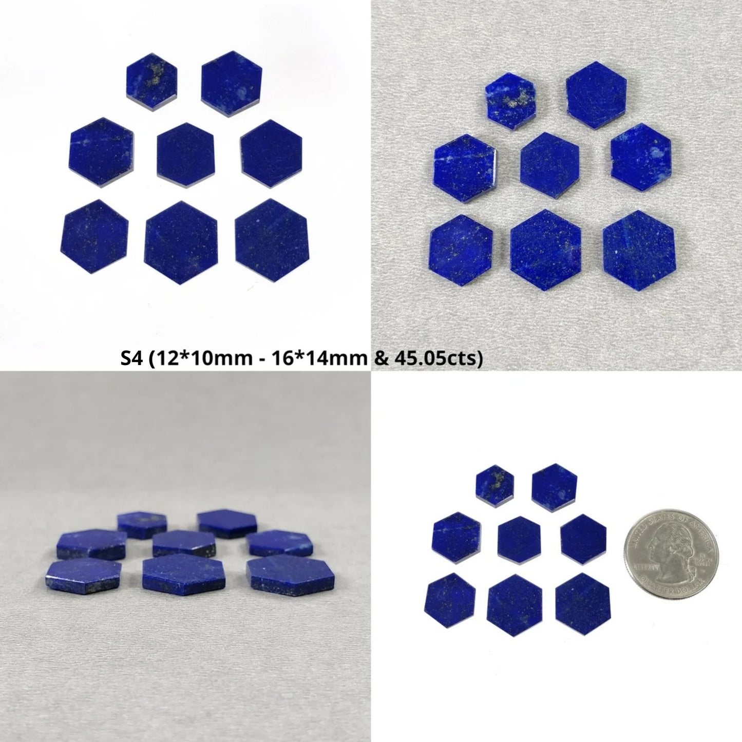 Lapis Lazuli Gemstone Cabochon Checker Cut & Flat Slices : Natural Untreated Blue Lapis Hexagon Cushion And Briolette Oval Shape