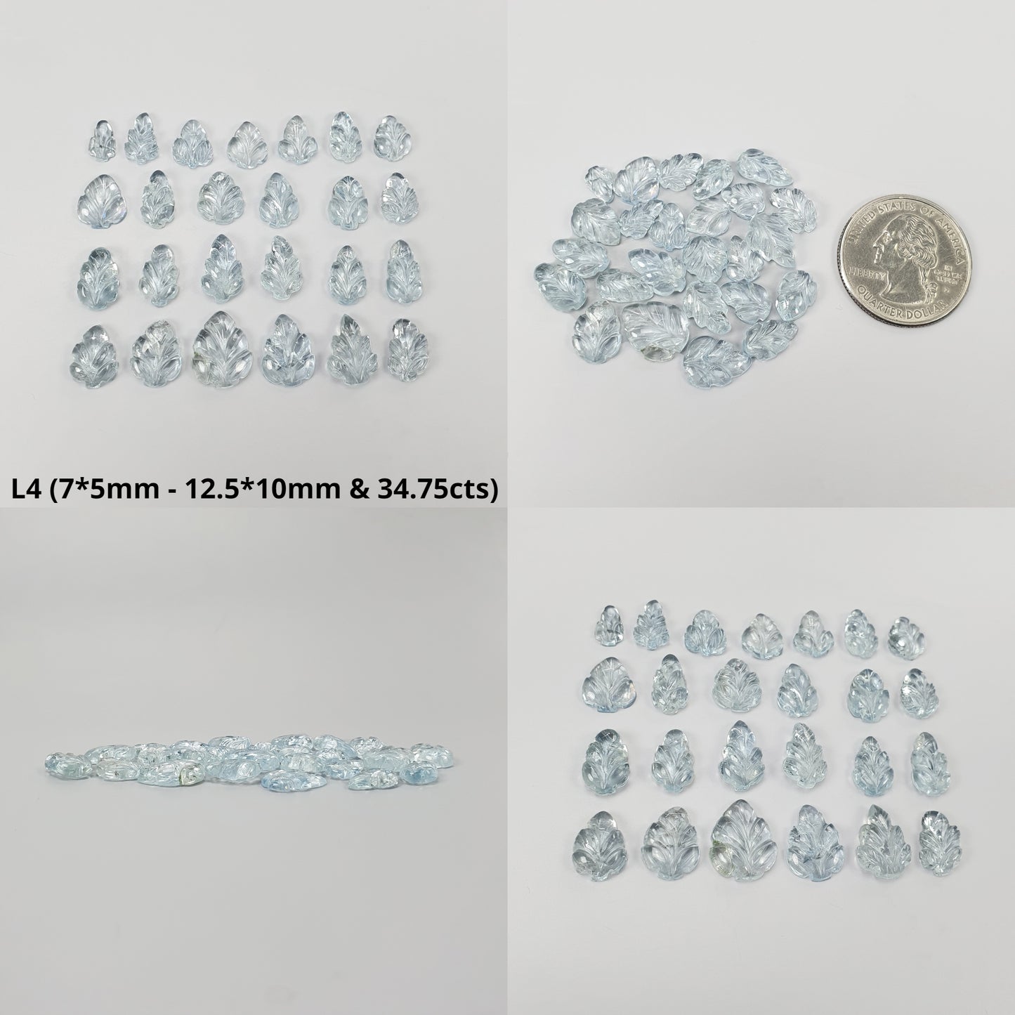 BLUE AQUAMARINE Gemstone Carving : Natural Untreated Unheated Aquamarine Hand Carved Leaves Lots