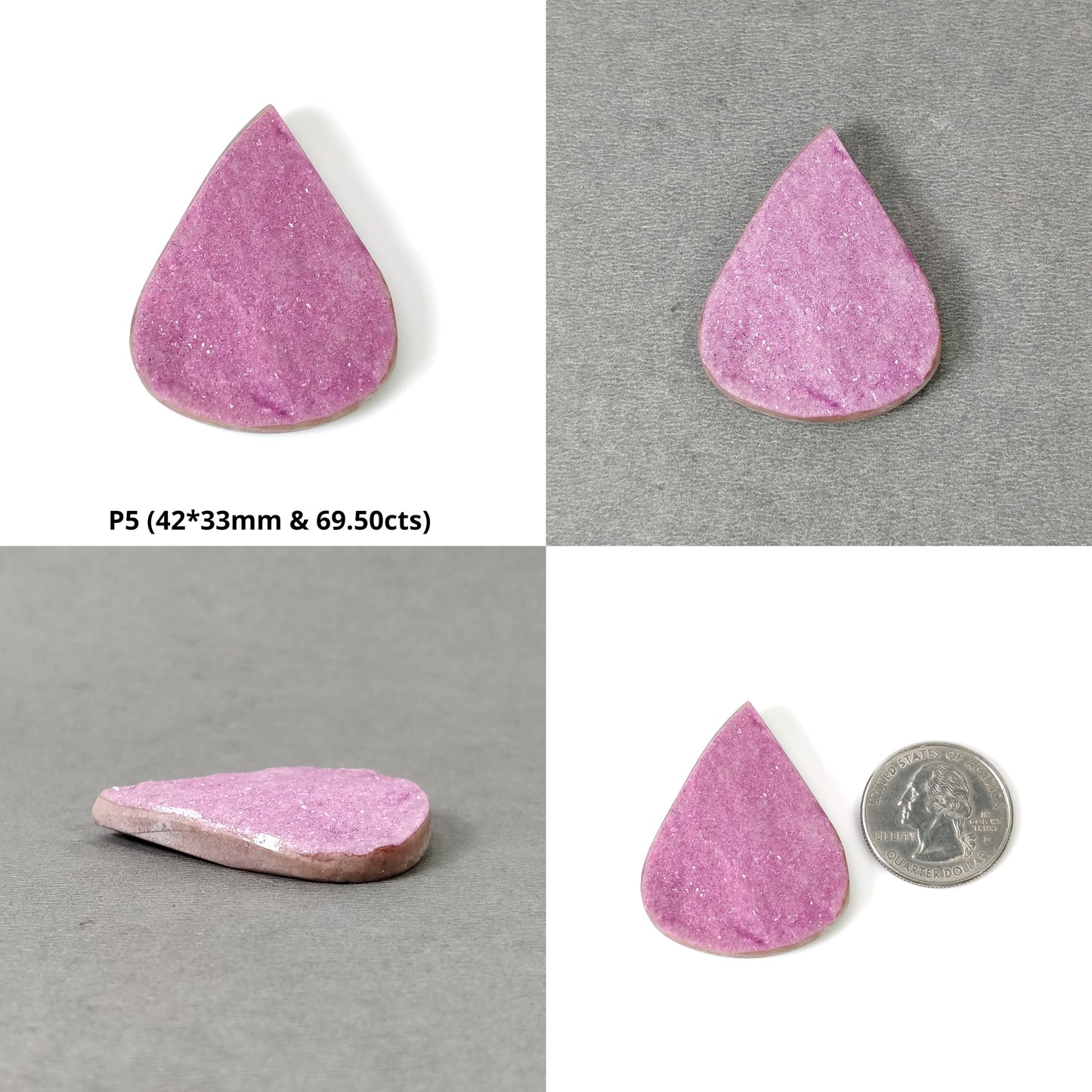 DRUZY Gemstone : Natural Untreated Rare Pink & Green Druzy Gemstone Pear, Oval Shape 24*18mm - 42mm*33mm 1pc