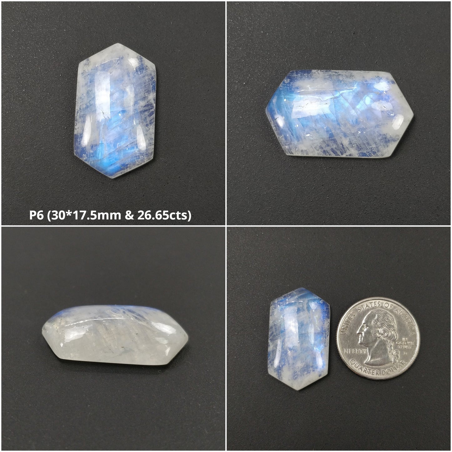 RAINBOW MOONSTONE Gemstone Cabochon : Natural Untreated Unheated Moonstone Cushion Hexagon Uneven Shape