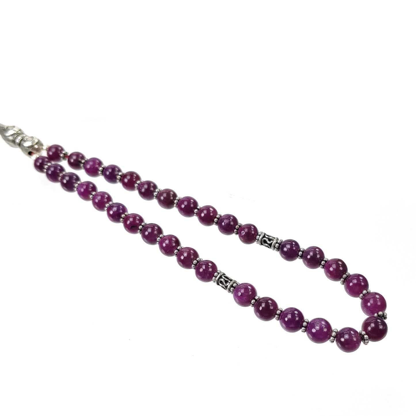 TURKISH ISLAMIC Salah Natural Untreated Red RUBY Gemstone 6.5mm Round Cabochon Prayer 33 Beads