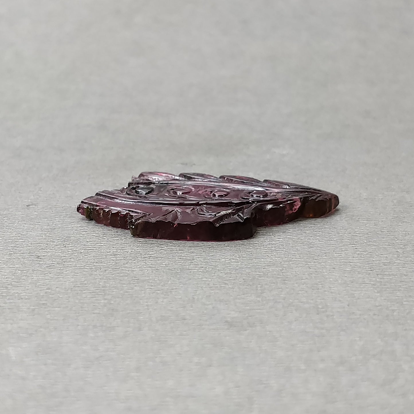 Rubellite Tourmaline Gemstone Carving : 19.20cts Natural Pink Tourmaline Hand Carved Uneven Shape 36*23mm