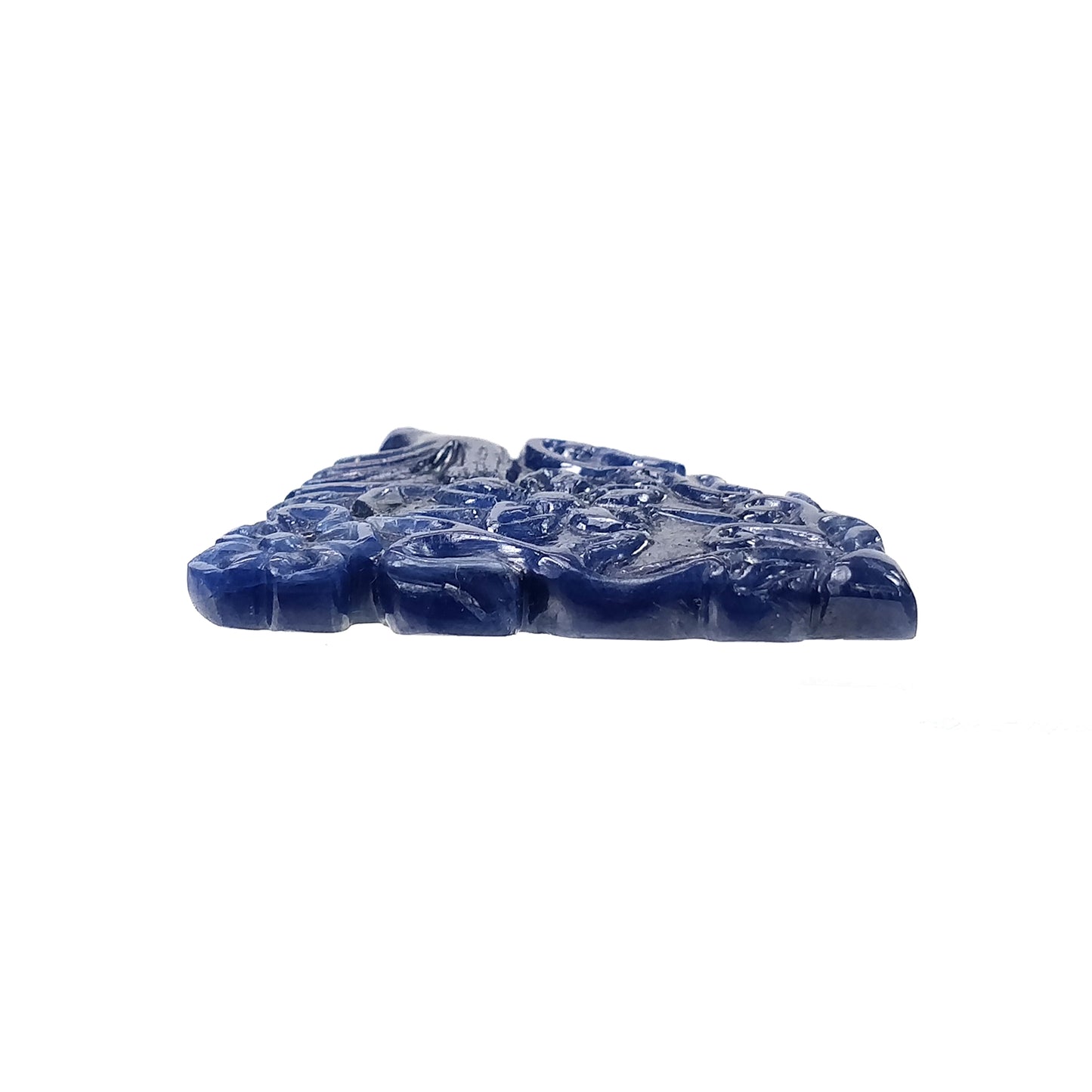 Sapphire Gemstone Carving : 68.90cts Natural Untreated Unheated Blue Sapphire Hand Carved Uneven Shape 40.5*34mm