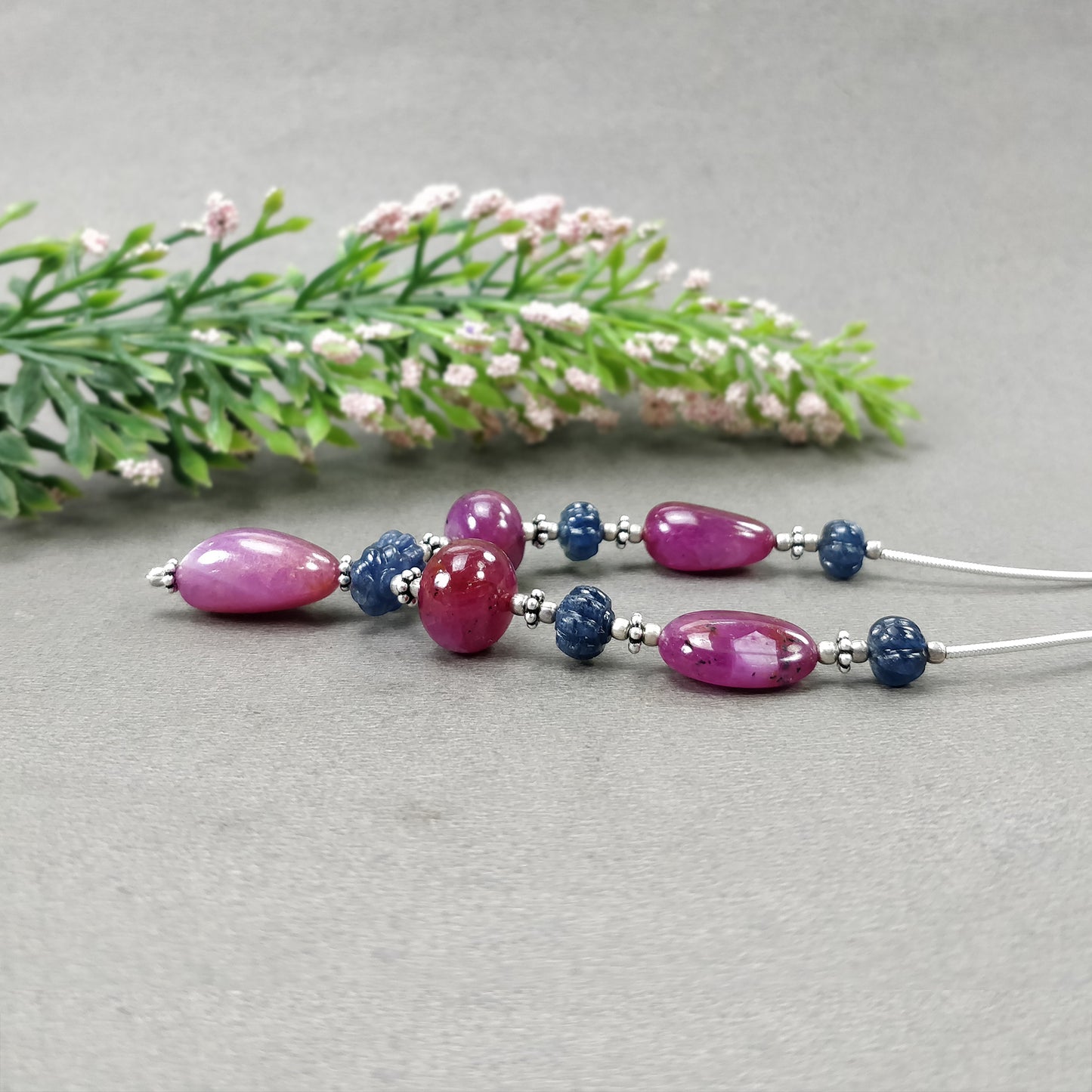 Ruby And Sapphire Gemstone Carving & Plain Loose Beads : 82.00cts Natural Untreated Red Ruby Hand Carved Beads 7.5mm - 16mm