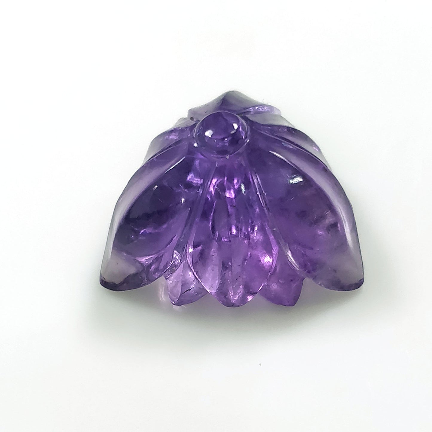 Purple AMETHYST Gemstone Carving : 12.95cts Natural Untreated Amethyst Hand Carved FLOWER 17mm*9.5(h) (With Video)