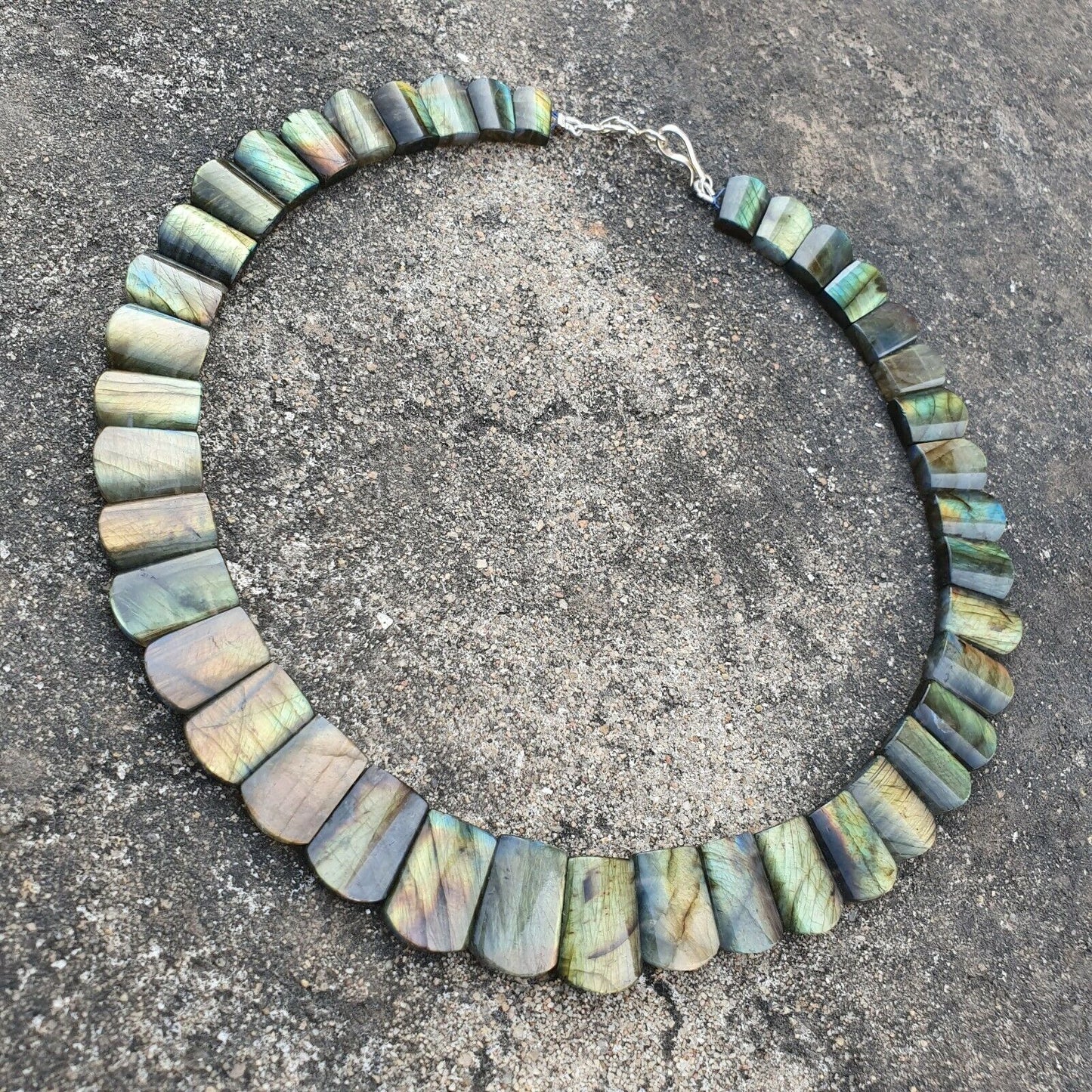 Rainbow Flashing LABRADORITE Gemstone Neclace : 14.5" Natural Untreated Labradorite Gemstone Uneven Shape Cabochon Choker Necklace Gift For Her