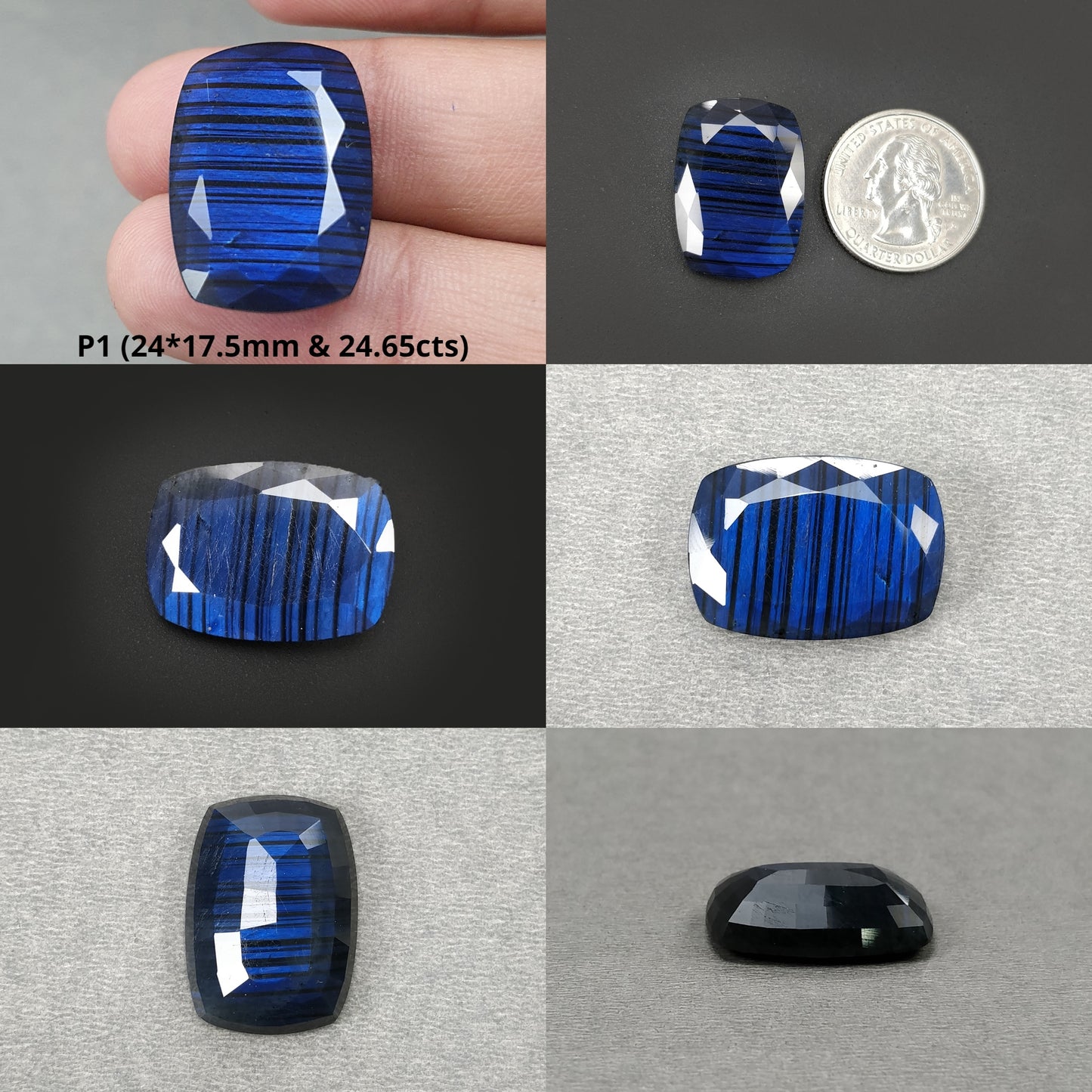 Rainbow Flashing LABRADORITE Gemstone Normal Cut : Natural Untreated Blue Labradorite Cushion Shape