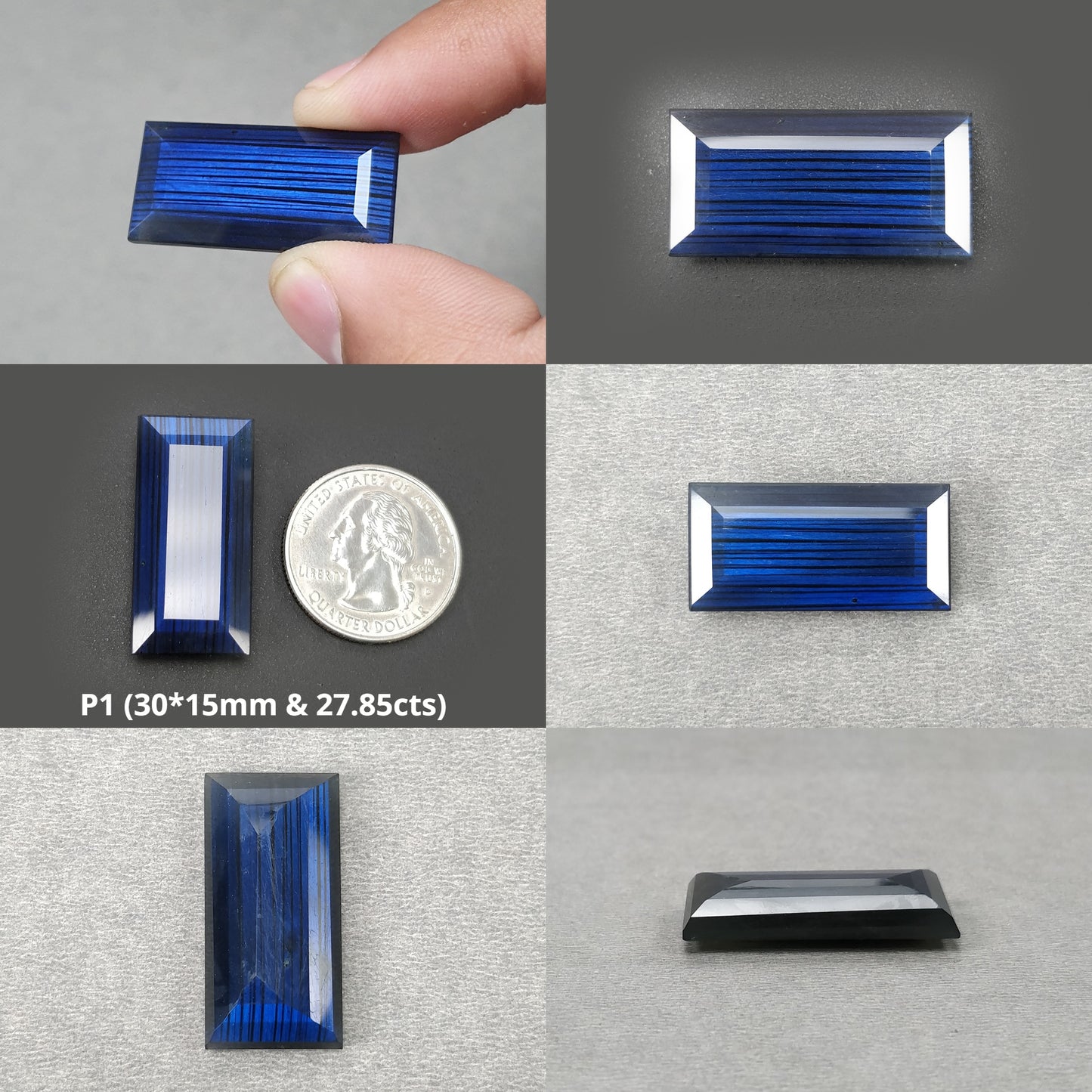 Rainbow Flashing LABRADORITE Gemstone Normal Cut : Natural Untreated Blue Labradorite Baguette Shape