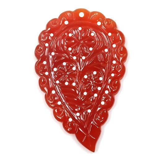 50.00cts Natural Onyx Gemstone Hand Carved Big Size 55*35mm 1pc For Pendant