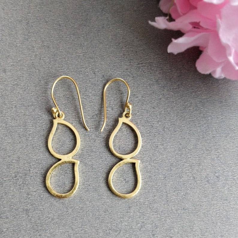 Handmade Brass Earring : 1.50" 18k Gold Plated 2.50GMS Brass Boho Style Leaf Shape Hook Earring Gift For Her