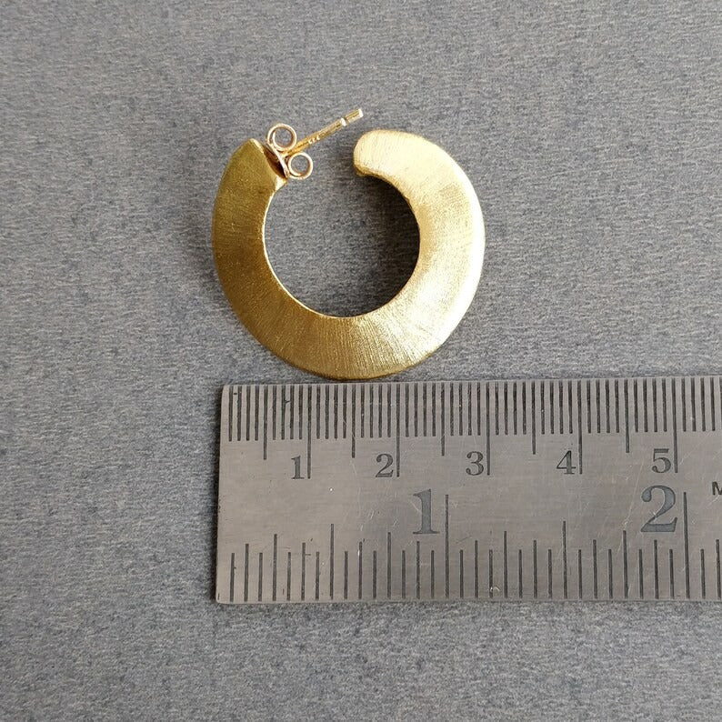 Handmade Brass Earring : 1.25" 18k Gold Plated 8.00GMS Brass Boho Style Dainty Hoop Push Back Earring Gift For Her