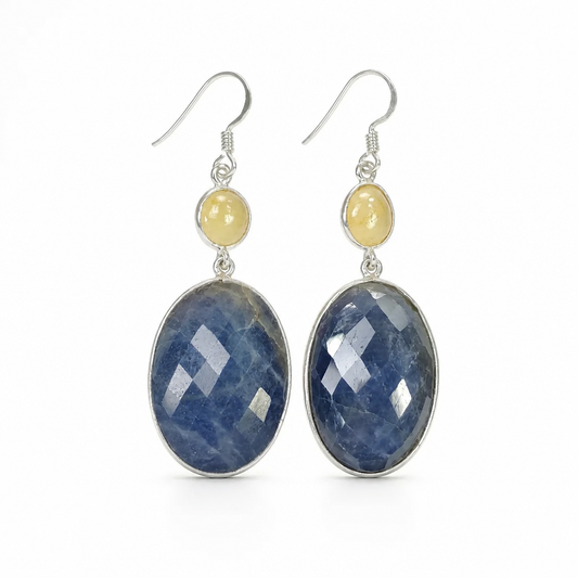 Sapphire Silver Earring