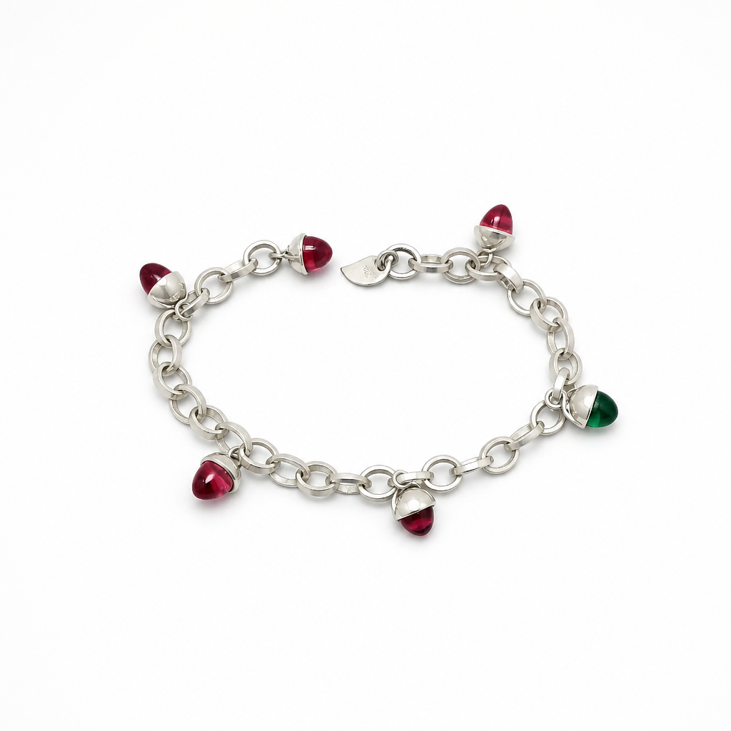 Rhinestone Bullet Silver Bracelet