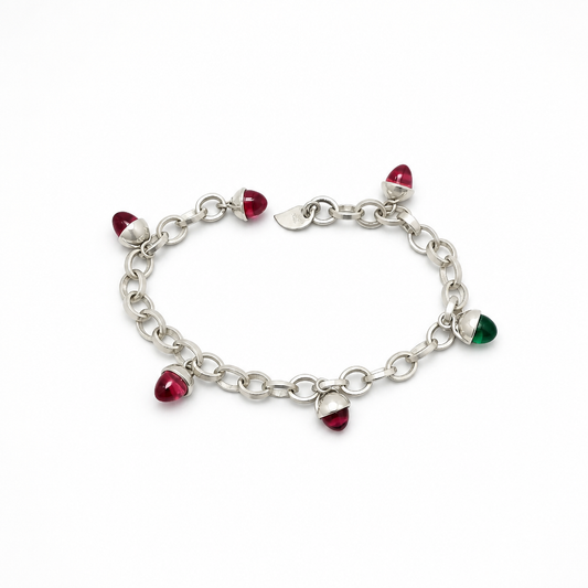 Rhinestone Bullet Silver Bracelet
