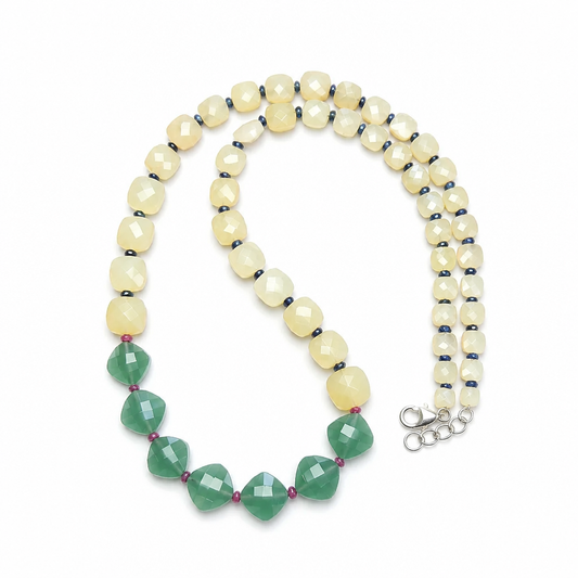 Yellow Opal Quartz Silver Necklace