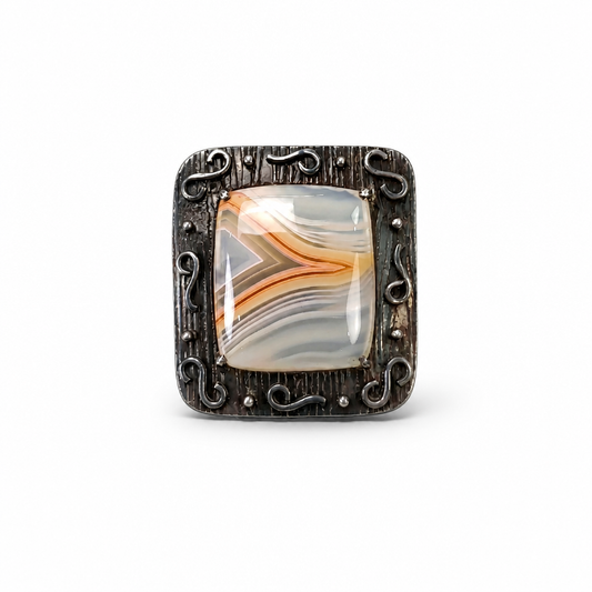 Agate Gemstone Silver Ring