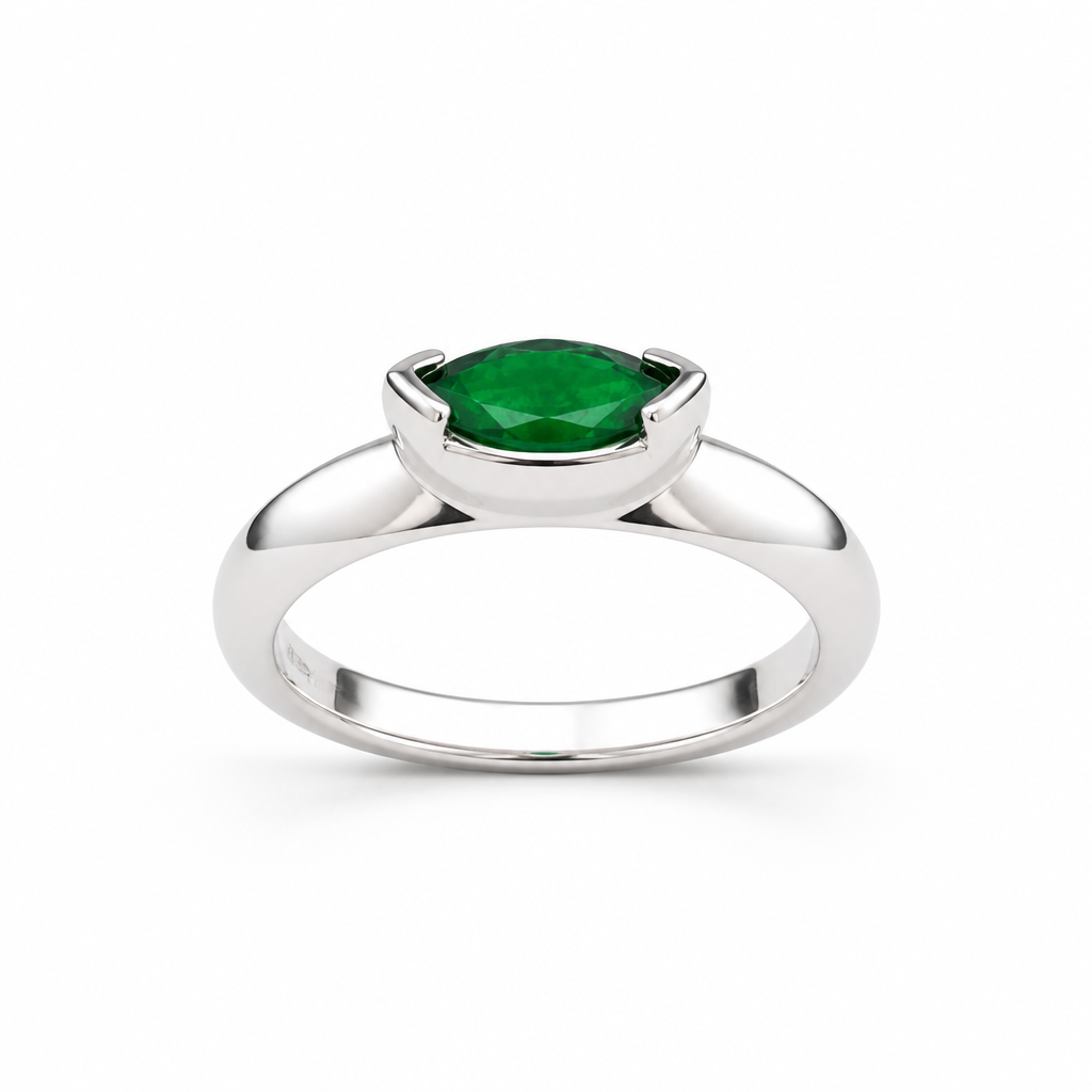 Emerald Silver Ring