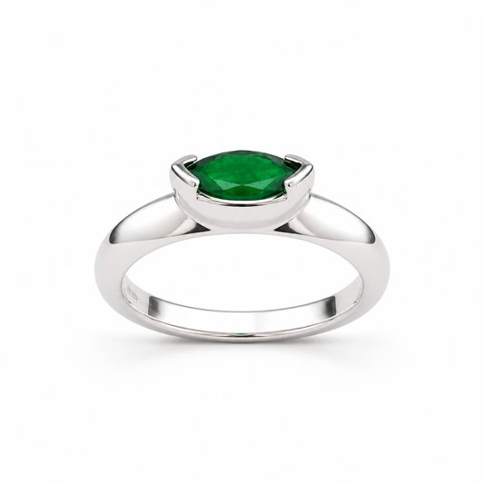 Emerald Silver Ring