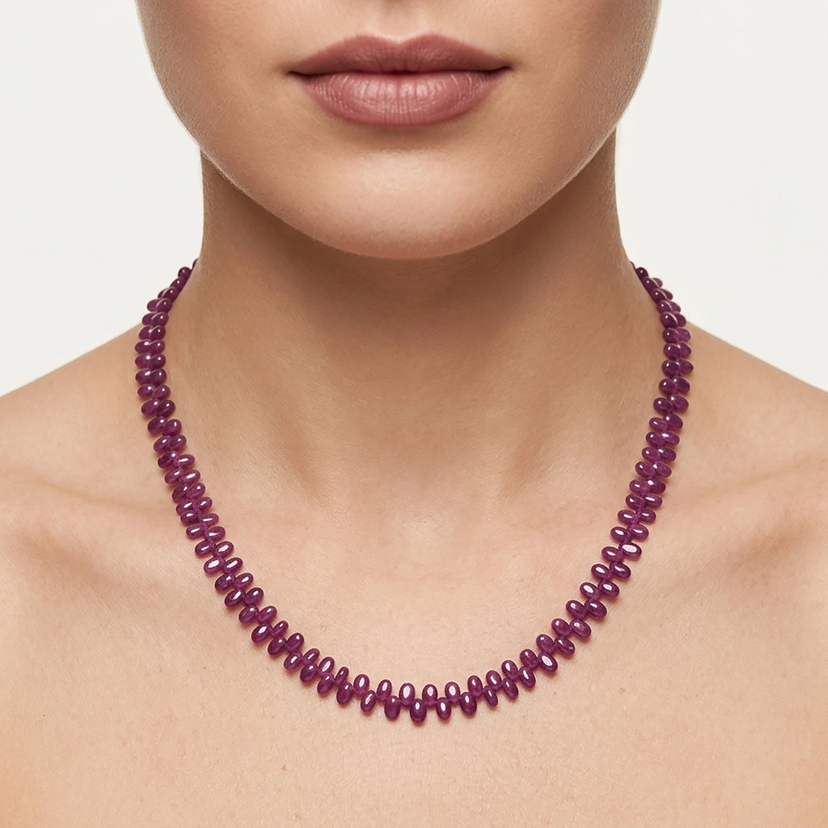 Ruby Beads Necklace : 191.20cts Natural Untreated Ruby Gemstone Plain 925 Sterling Silver Oval Shape 20" Necklace