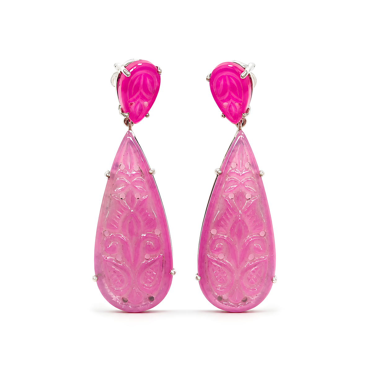 Pink Onyx Gemstone 925 Silver Earring