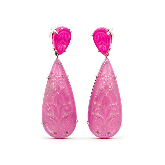 Pink Onyx Gemstone 925 Silver Earring