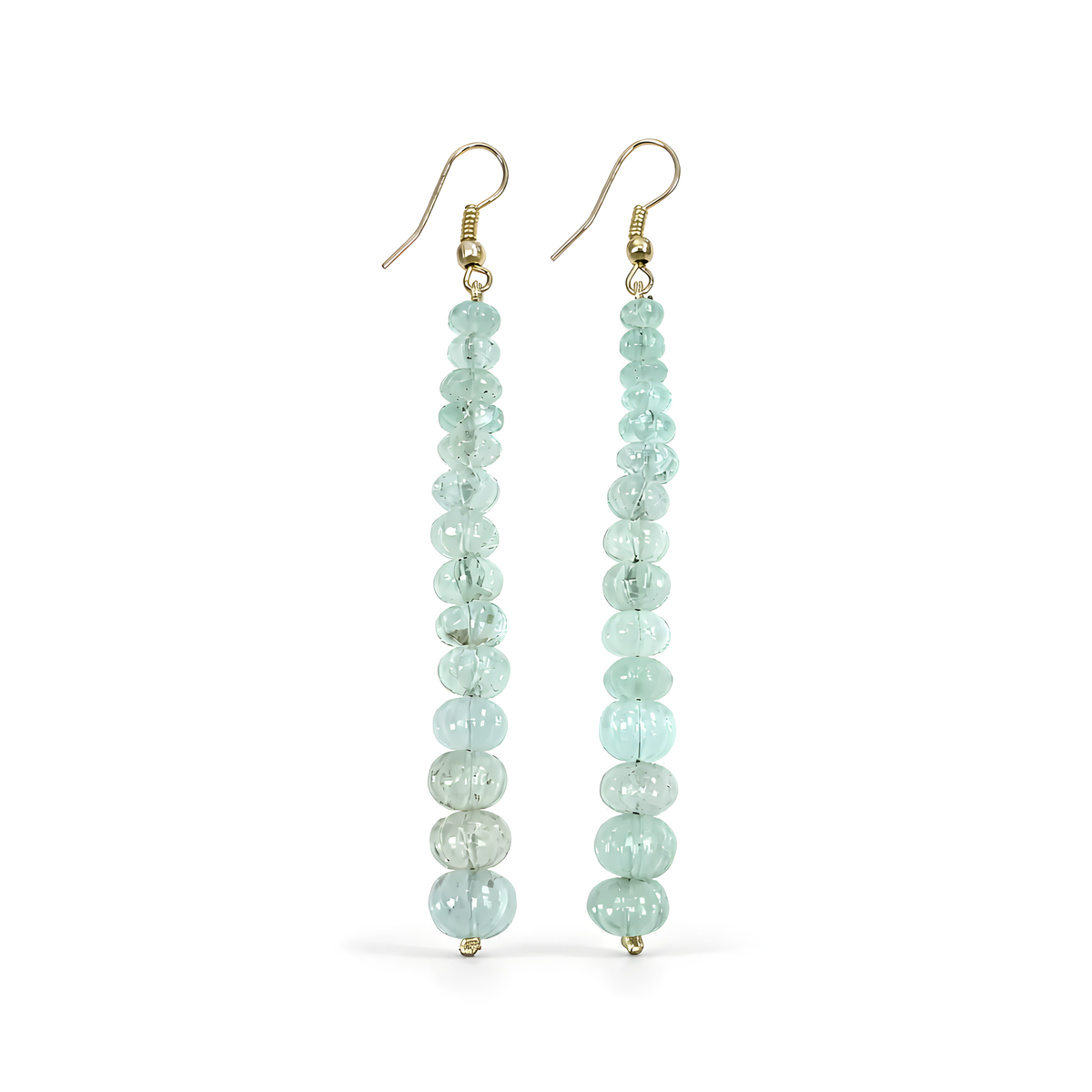 EMERALD Gemstone 925 Sterling Silver Beaded Earrings : 50.10gms Natural Untreated Emerald Melon Beads Hook Earrings 3.30"