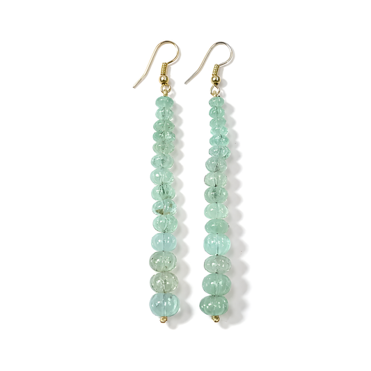 Emerald Gemstone Silver Beads Earring